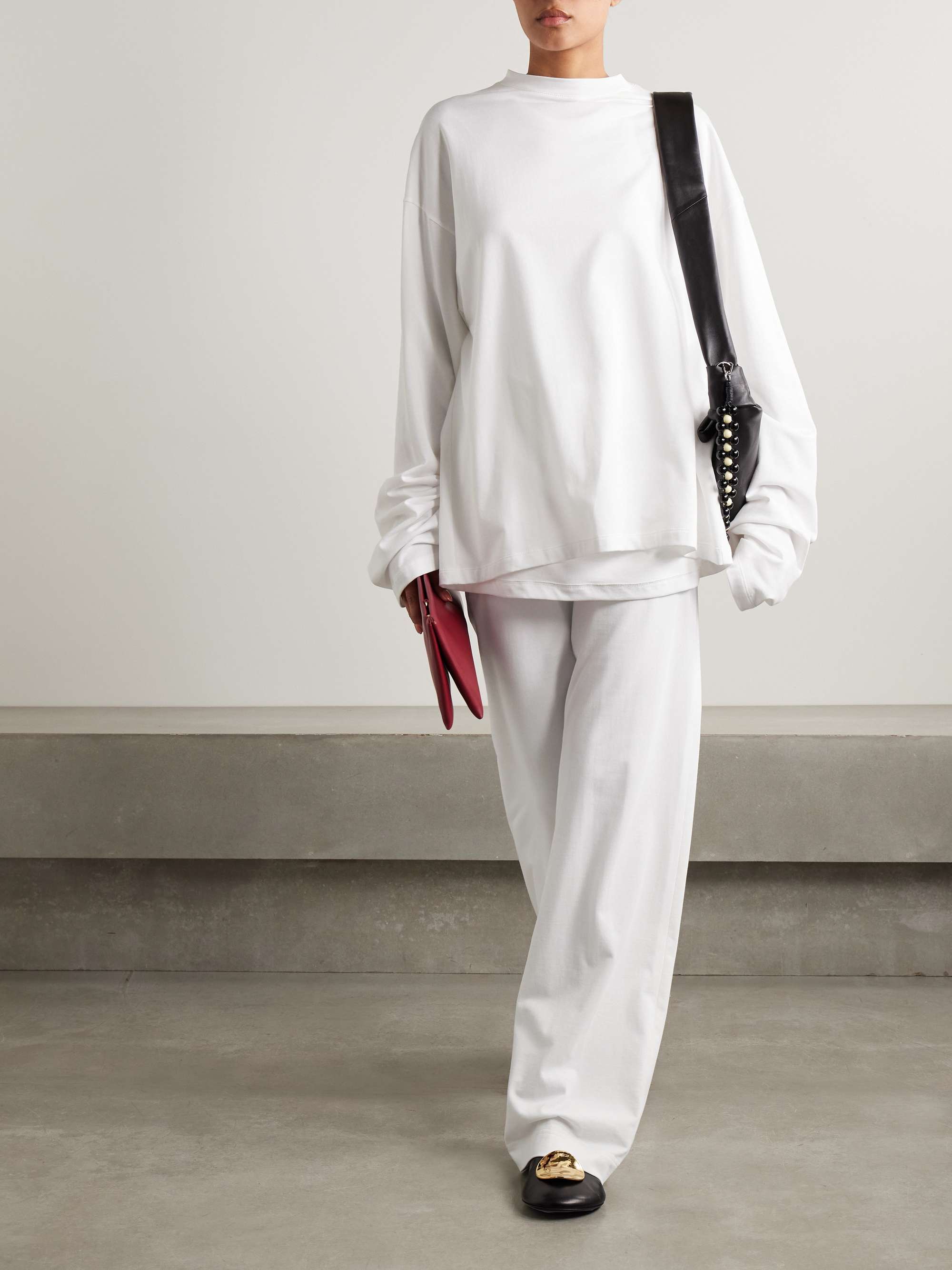 Cotton-Jersey Wide Leg Pants
