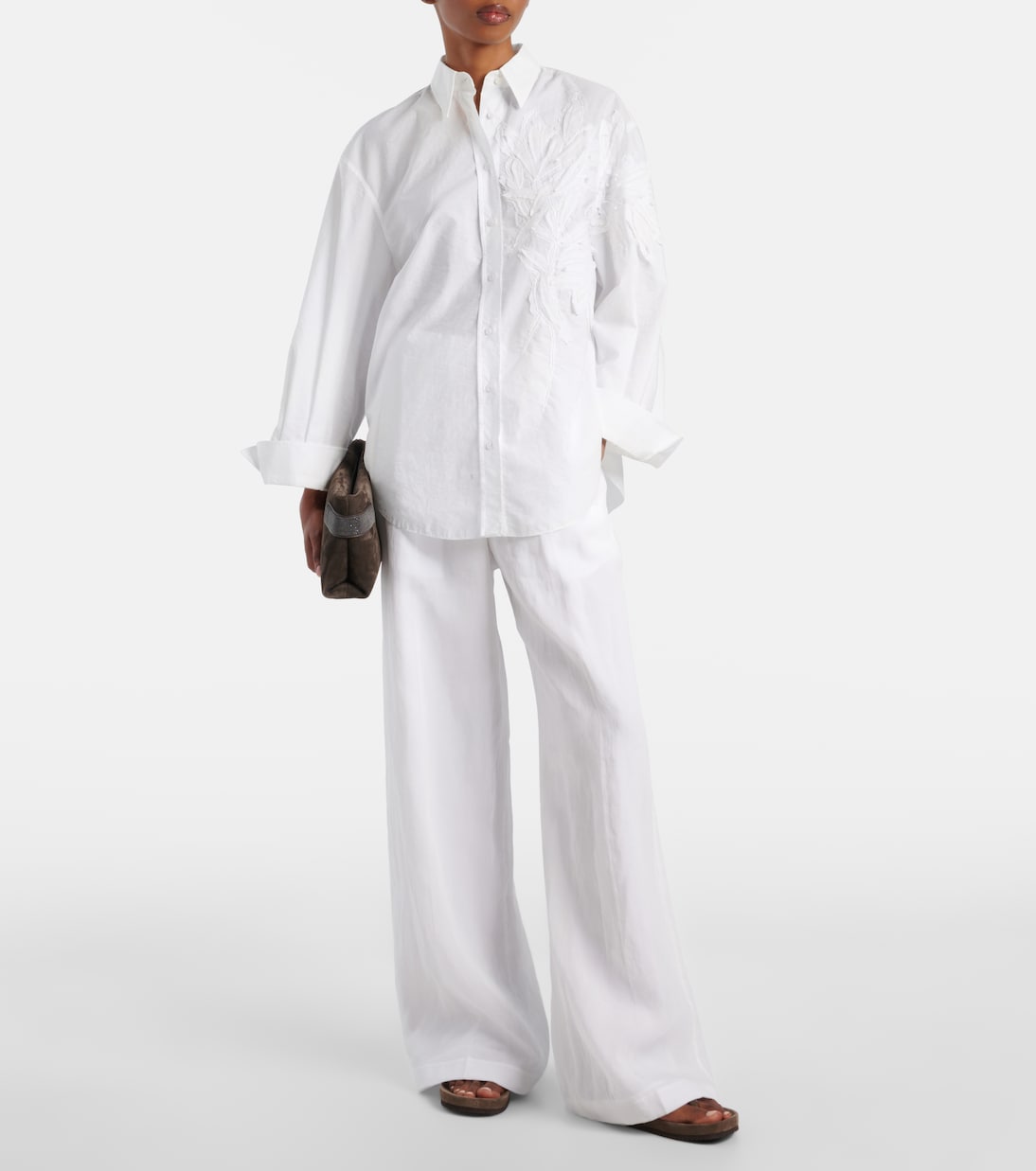 Cotton Wide-Leg Pants