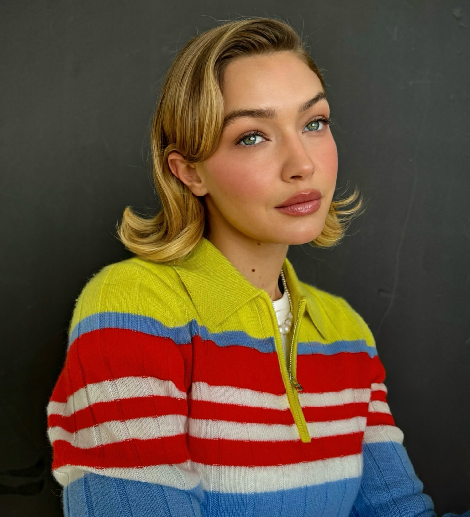 Gigi Hadid wears a flipped bob by Dimitris Giannetos