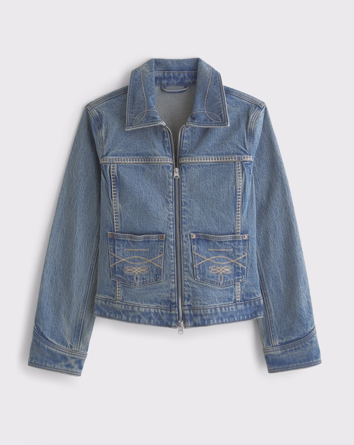 Abercrombie x Kemo Sabe&nbsp;Embroidered Denim Zip-Up Jacket