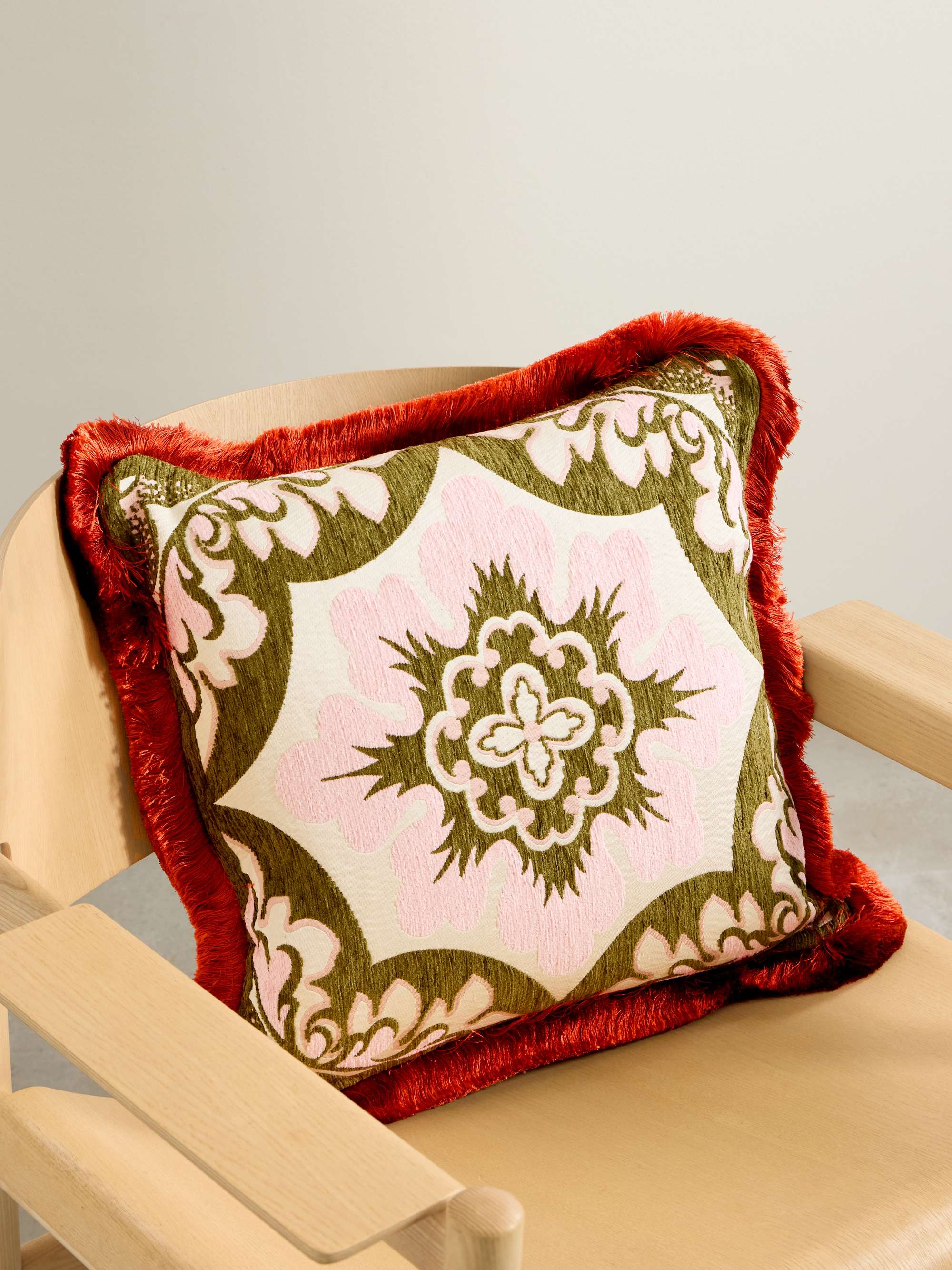 Fringed Chenille-Jacquard Cushion