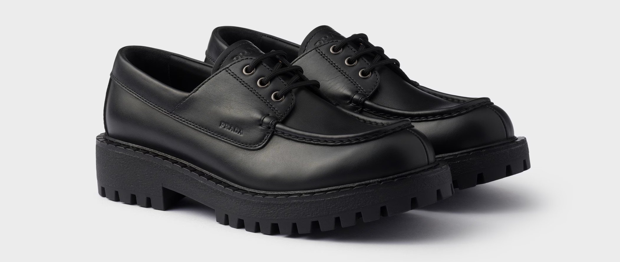 Prada Laced Leather Loafers