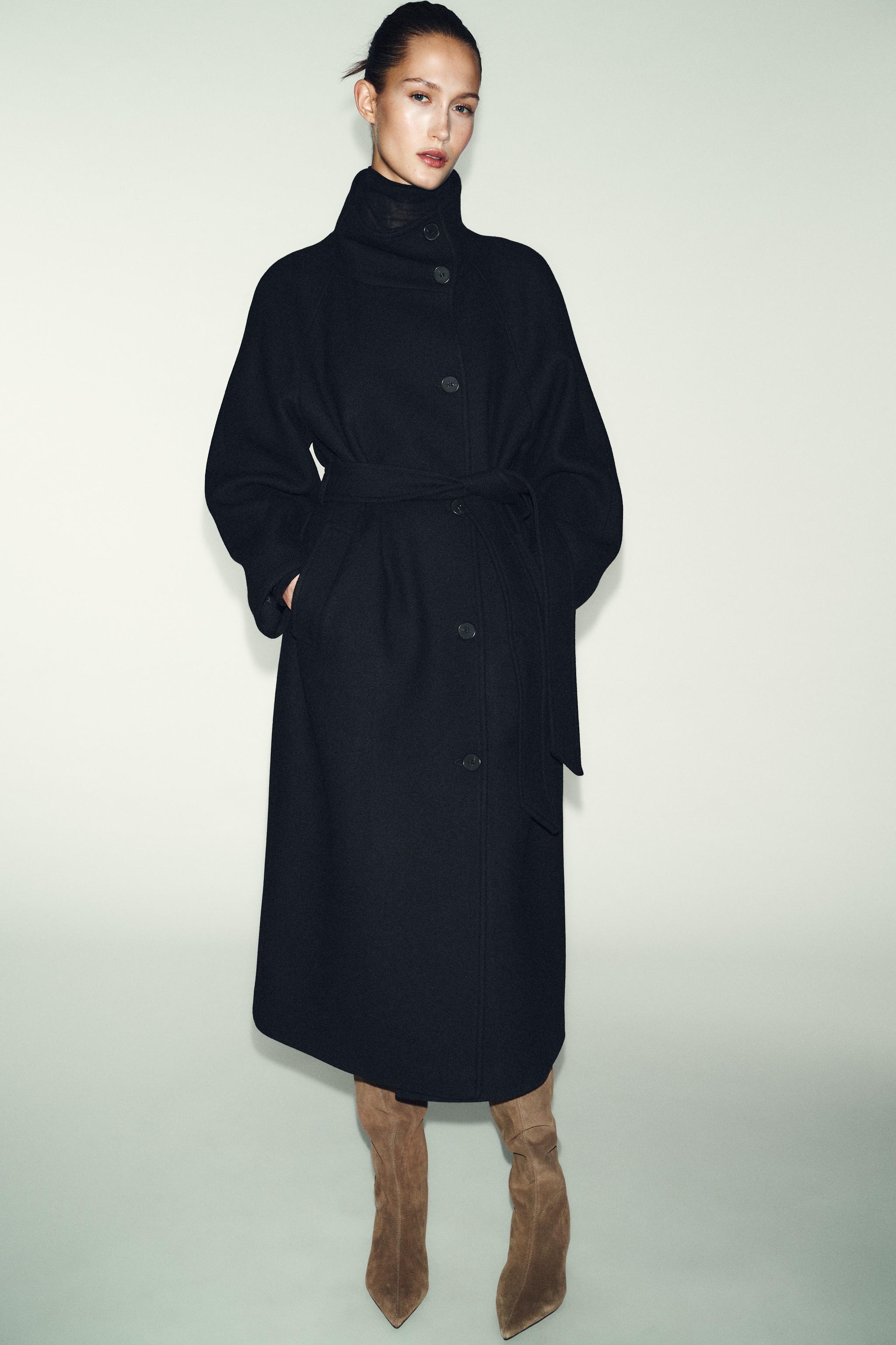Long Wool Coat With High Neck