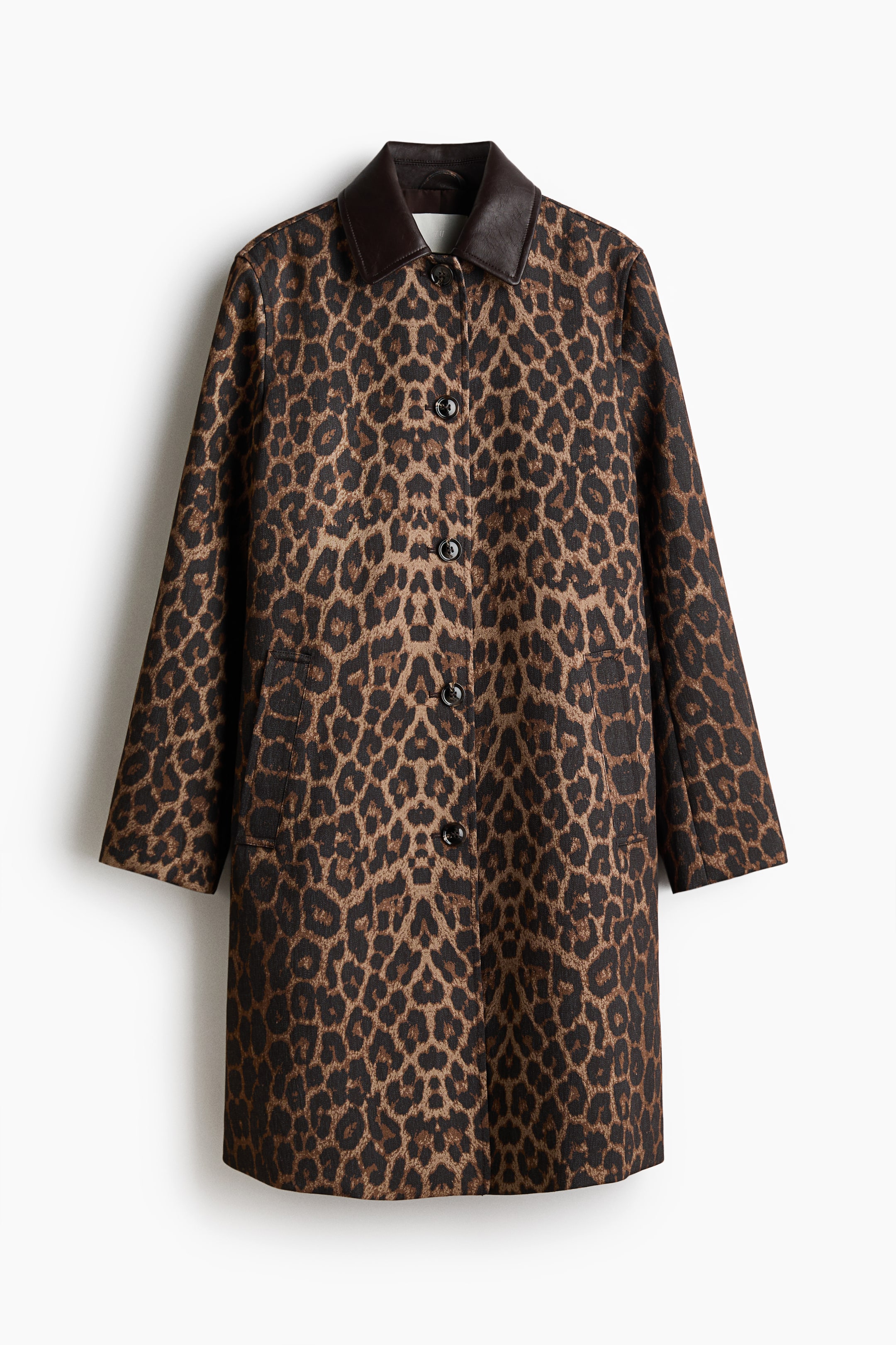 Twill Car Coat - Brown/leopard Print
