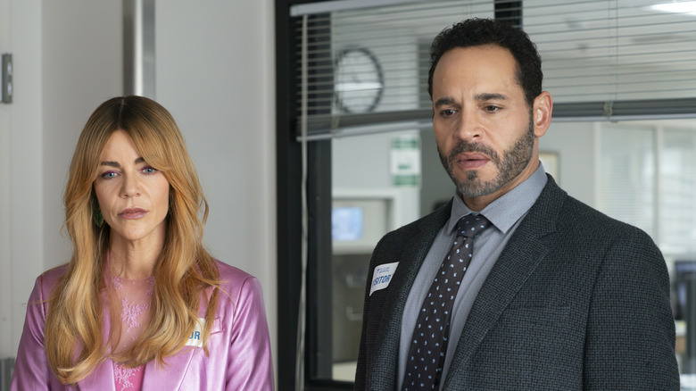 Morgan Gillory and Adam Karadec looking thoughtful on High Potential.